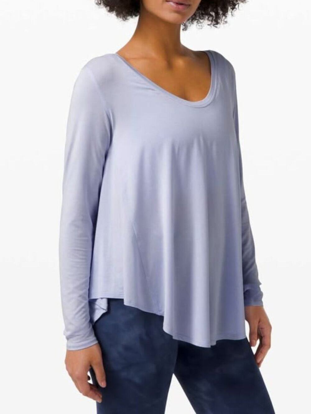 Lululemon Athletica Women's Up for Down Time Long Sleeve Top Serene Blue Size 8